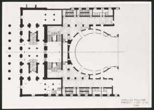 Nationaltheater, München Wiederaufbau: Grundriss Parkett / Entwurf Vorschlag Regierung von Oberbayern