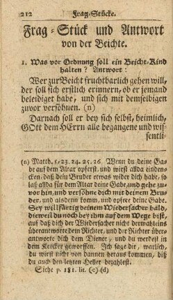 Frag-Stück und Antwort von der Beichte