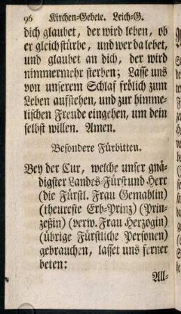 96-104, Besondere Fürbitten. - Zugabe.