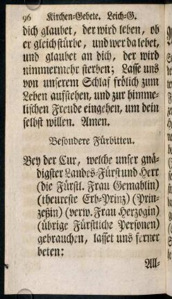 96-104, Besondere Fürbitten. - Zugabe.