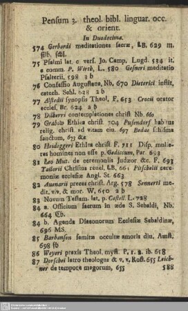 Pensum 3. theol. bibl. linguar. occ. & orient.
