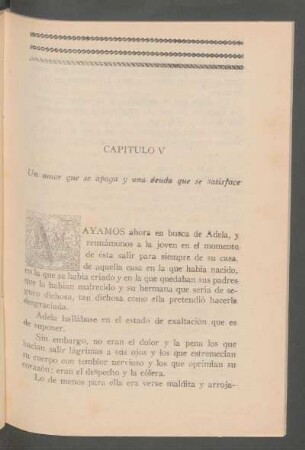 Capítulo V - Un amor que se apaga y una deuda que se satisface