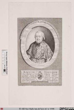 Bildnis Anton Theodor (Graf von Colloredo-Mels u. Waldsee), 1777-1811 Fürstbischof von Olmütz