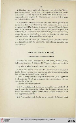 Séance du Comité du 7 mai 1883