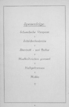 Speisenfolge: