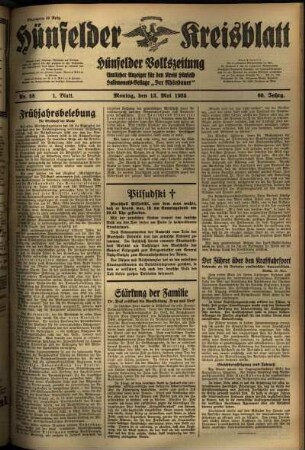 Erste Ausgabe vom Montag, den 13. Mai 1935.