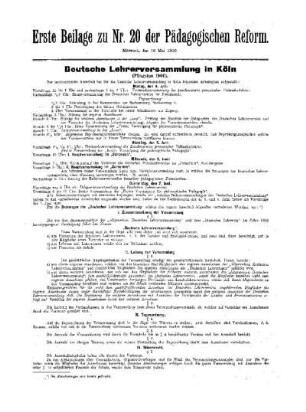 Deutsche Lehrerversammlung in Köln : erste Beilage zu Nr. 20 der Pädagogischen Reform