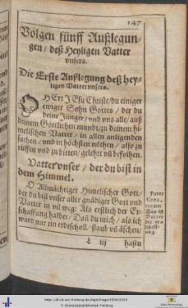 Fünff Außlegungen deß Heyligen Vatter unsers
