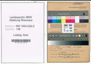 Entnazifizierung Artur Ludwig , geb. 22.02.1885 (Steuersekretaer)