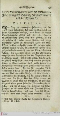 Ueber das Präparieren oder die anatomische Zubereitung des Gehirns, des Rückenmarks und der Nerven