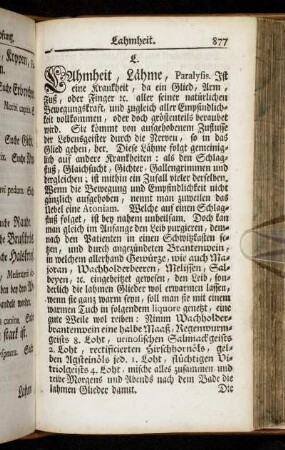 L. = Lahmheit, Lähme. - Lungensucht, Schwindsucht, Brustsucht.