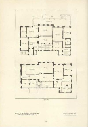 Villa von Schöne, Grunewald, Wangenheimstrasse 15. Grundrisse des Erd- und Obergeschosses