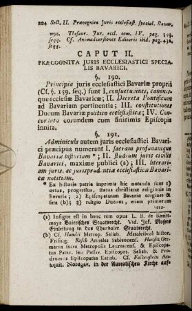 Caput II. Præcognita Juris Ecclesiastici Specialis Bavarici.
