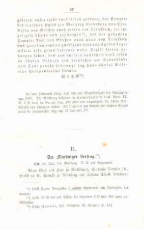 II. Der Marburger Vertrag