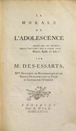La morale de l'adolescence