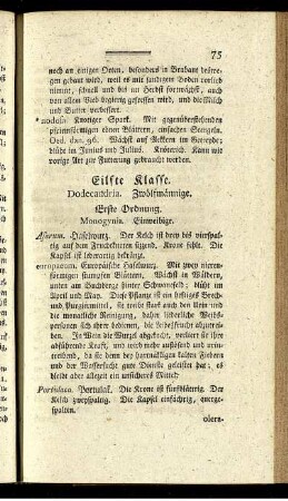 Eilfte Klasse. Dodecandria. Zwölfmännige.
