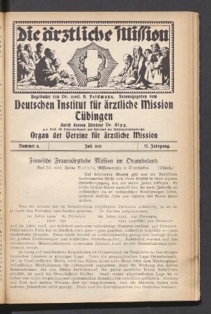 Nummer 4. Juli 1921. 11. Jahrgang