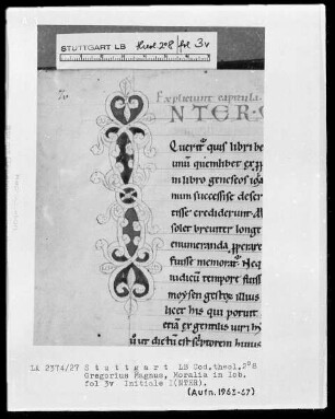 Gregorius Magnus, Moralia in Job — Initiale I(nter), Folio 3verso