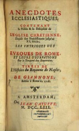 Anecdotes ecclesiastiques