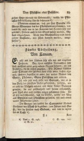 Fünfte Abtheilung, Von Canaan.