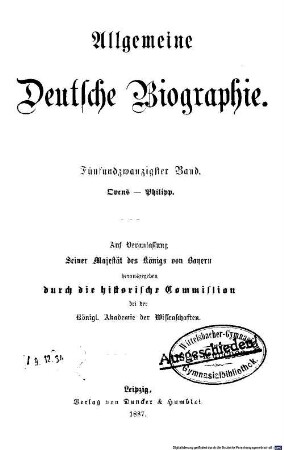 Allgemeine deutsche Biographie. 25, Ovens - Philipp