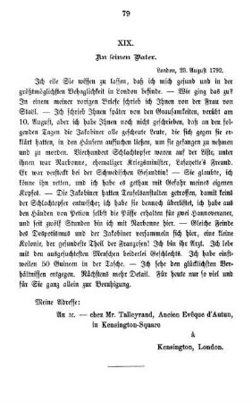 XIX. An seinen Vater.