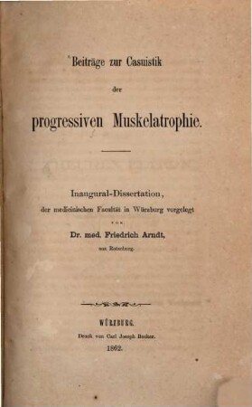 Beiträge zur Casuistik der progressiven Muskelatrophie