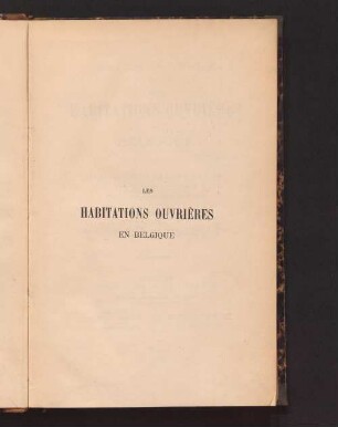 Les habitations ouvrières en Belgique