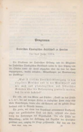 395-397 Programm der Teylerschen Theologischen Gesellschaft zu Haarlem für das Jahr 1884
