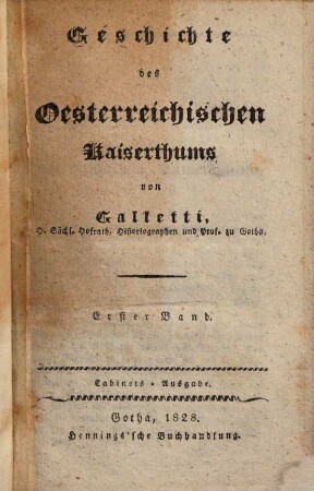 Geschichte des österreichischen Kaiserthums, 1