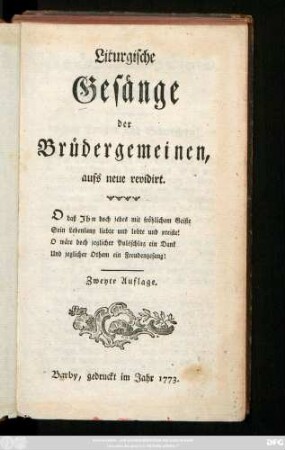 Liturgische Gesänge der Brüdergemeinen