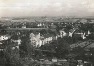 Oelsnitz, Ortsansicht : Hedwig-Schacht und Lugauer-Revier von Halde "Deutschland II"