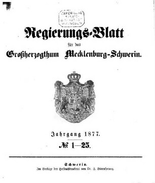 Regierungsblatt für Mecklenburg-Schwerin. 1877