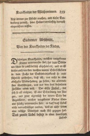 Siebenter Abschnitt. Von den Krankheiten der Kinder