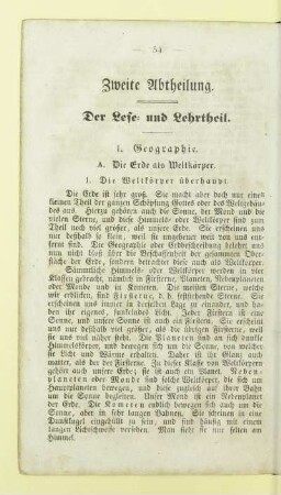 Zweite Abtheilung. Der Lese- und Lehrtheil