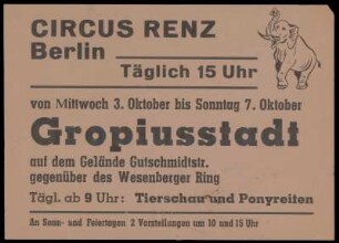 Circus Renz, Berlin, ohne Jahr