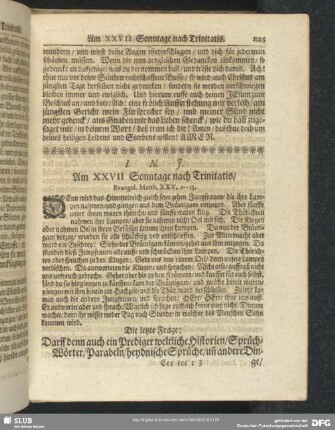 Am XXVII Sonntage nach Trinitatis