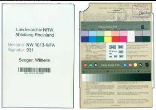 Entnazifizierung Wilhelm Seeger , geb. 14.03.1898 (Kaufmann)