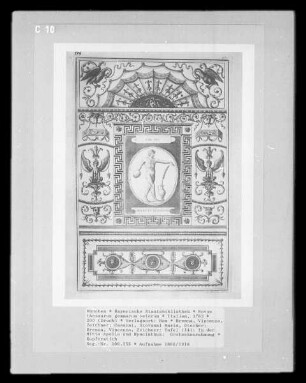 Novus thesaurus gemmarum veterum — Tafel (14): In der Mitte Apollo und Hyacinthus; Groteskenrahmung
