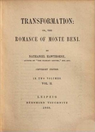 Transformation; or, The romance of Monte Beni, 2