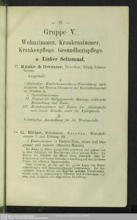 Gruppe V. Wohnzimmer, Krankenzimmer, Krankenpflege, Gesundheitspflege
