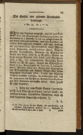Die Epistel am zehnten Trinitatissonntage. 1. Kor. 12, V. 1-12