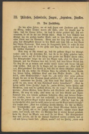 III. Märchen, Schwänke, Sagen, Legenden, Idyllen