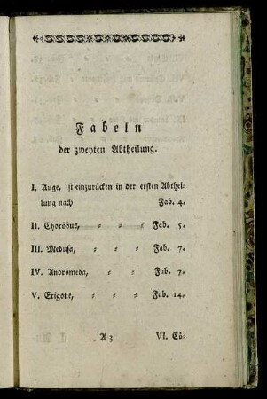 Fabeln der zweiten Abtheilung.