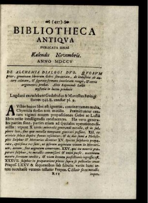 Kalendis Novembris. Anno MDCCV.