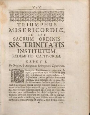 Caput I. De Origine, & Antiquitate Redemptionis Captivorum.
