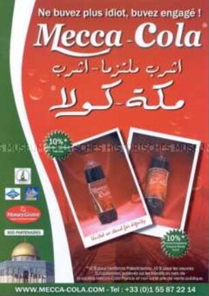Französisches Werbeblatt für "Mecca Cola"