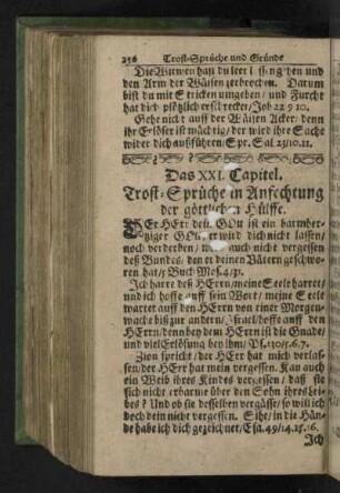 Das XXI. Capitel. Trost-Sprüche in Anfechtung der göttlichen Hülffe.