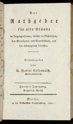 Zweyter Jahrgang, Sechstes Stück.