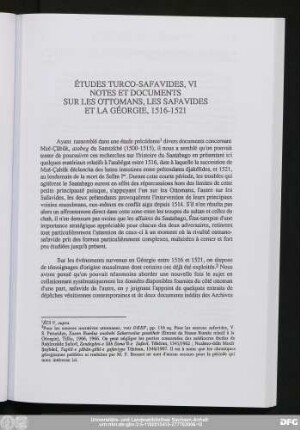 Études Turco-Safavides, VI Notes Et Documents Sur Les Ottomans, Les Safavides Et La Géorgie, 1516-1521